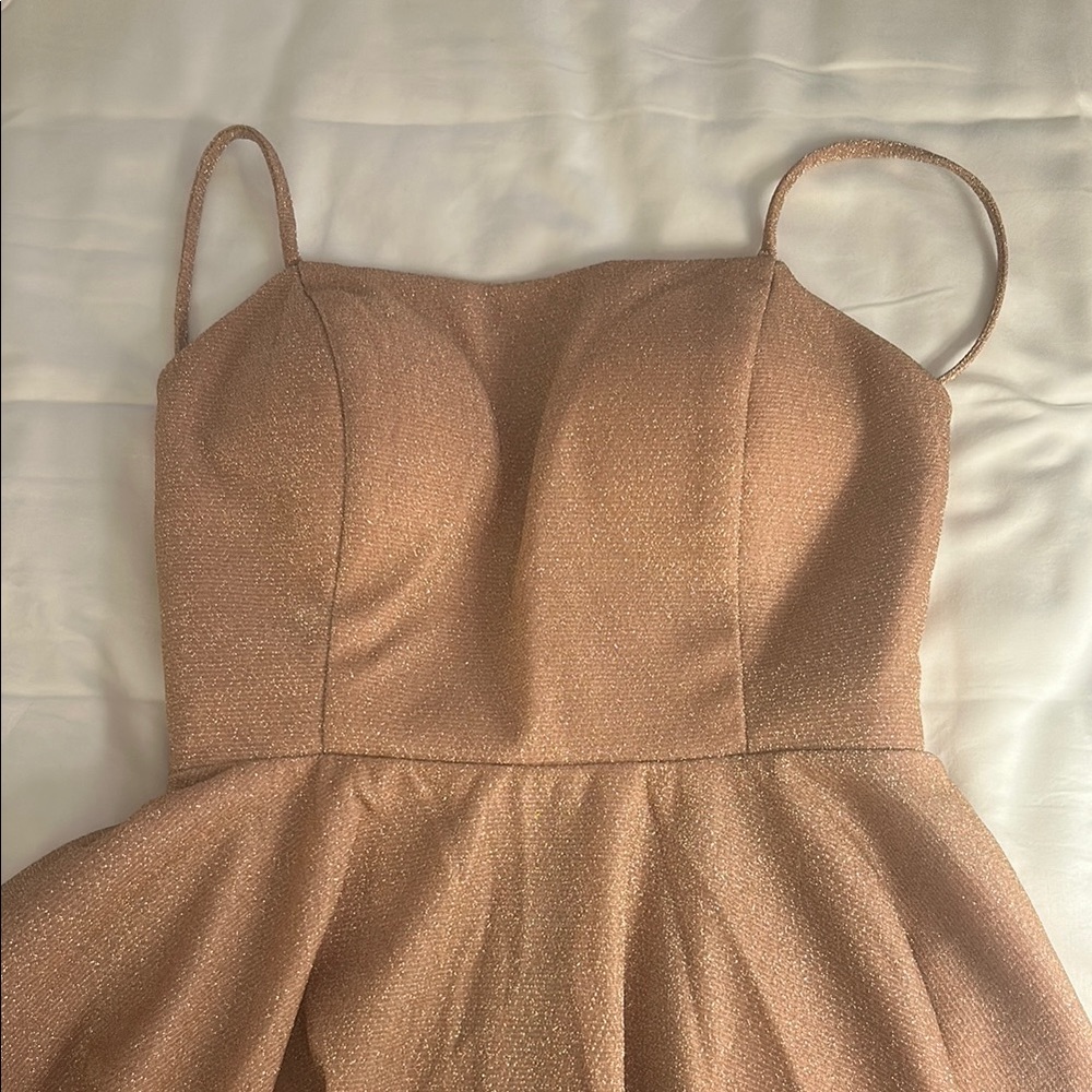 Sparkling rose gold lace up dress